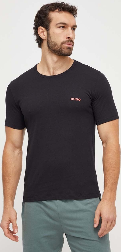 Czarny t-shirt Hugo Boss z nadrukiem w stylu casual