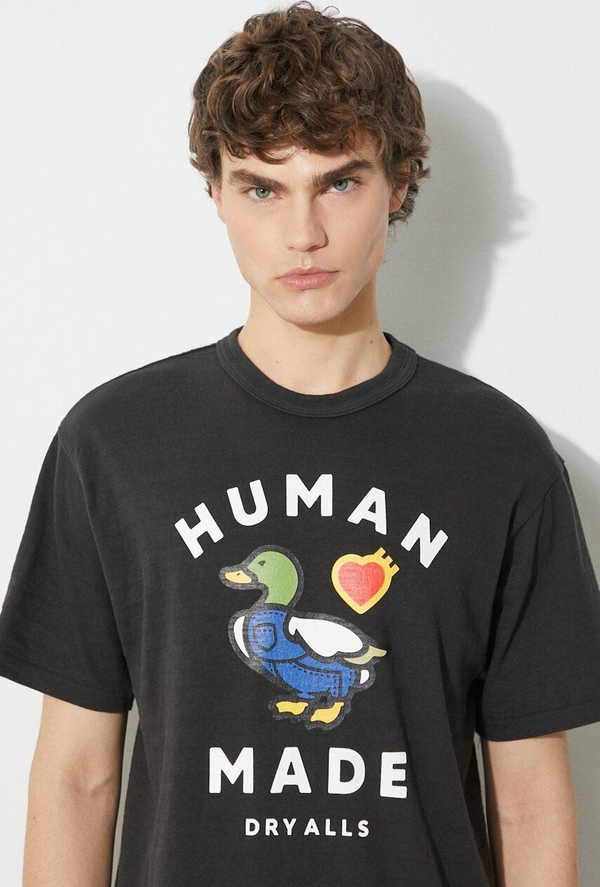 Czarny t-shirt Human Made z bawełny z krótkim rękawem