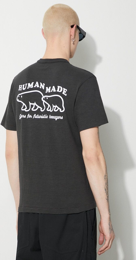 Czarny t-shirt Human Made z krótkim rękawem z nadrukiem z bawełny