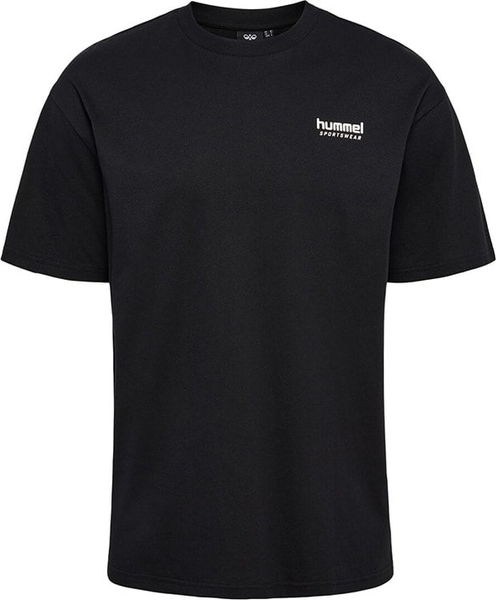 Czarny t-shirt Hummel z bawełny z krótkim rękawem