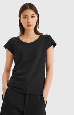 Czarny t-shirt InWear z krótkim rękawem w stylu casual z okrągłym dekoltem