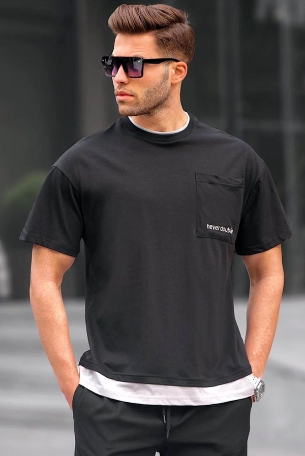 Czarny t-shirt IVET z krótkim rękawem