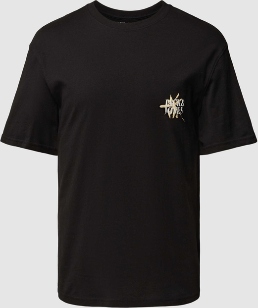 Czarny t-shirt Jack & Jones w stylu casual z bawełny