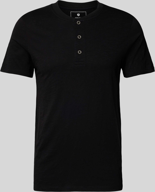 Czarny t-shirt Jack & Jones w stylu casual z bawełny z krótkim rękawem