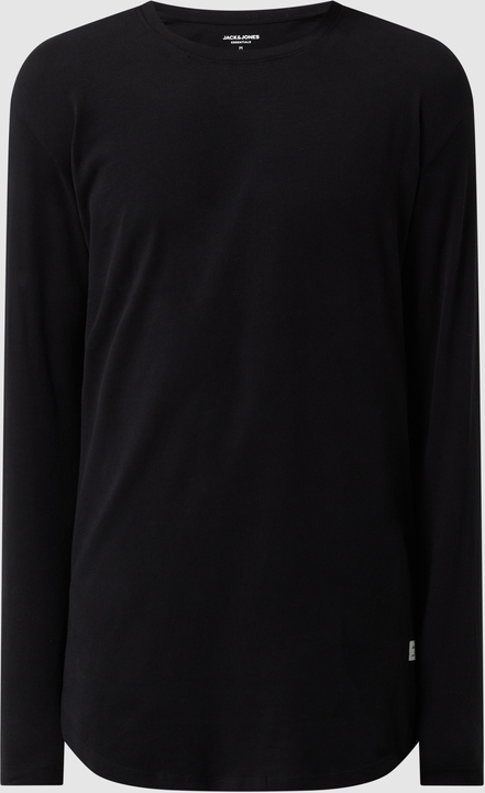 Czarny t-shirt Jack & Jones z bawełny z długim rękawem