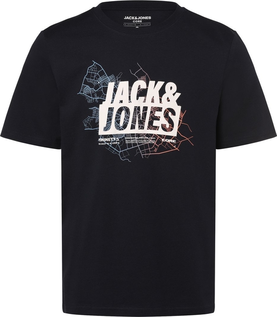 Czarny t-shirt Jack & Jones z bawełny z nadrukiem w młodzieżowym stylu