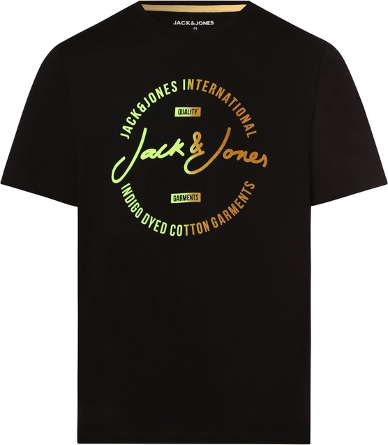 Czarny t-shirt Jack & Jones z krótkim rękawem z nadrukiem