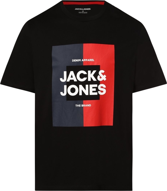 Czarny t-shirt Jack & Jones z nadrukiem z bawełny