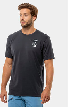 Czarny t-shirt Jack Wolfskin w sportowym stylu z krótkim rękawem