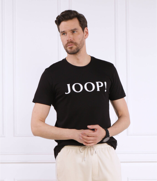 Czarny t-shirt Joop! z bawełny z krótkim rękawem w młodzieżowym stylu