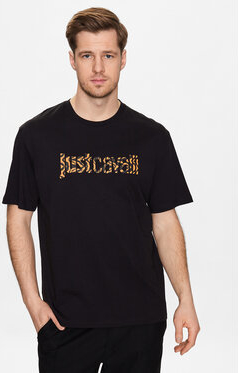 Czarny t-shirt Just Cavalli w młodzieżowym stylu
