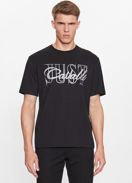 Czarny t-shirt Just Cavalli w stylu casual z krótkim rękawem