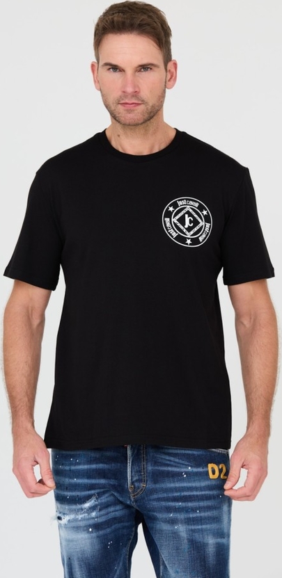 Czarny t-shirt Just Cavalli z nadrukiem