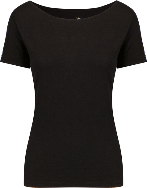 Czarny t-shirt Juvia z krótkim rękawem z okrągłym dekoltem z bawełny
