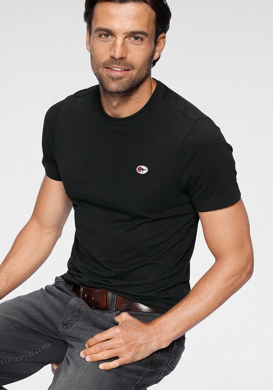 Czarny t-shirt Kangaroos w stylu casual z krótkim rękawem z bawełny