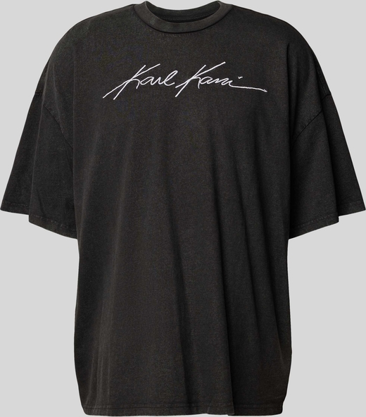 Czarny t-shirt Karl Kani w młodzieżowym stylu z krótkim rękawem z bawełny