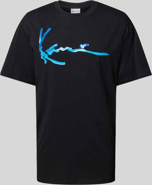 Czarny t-shirt Karl Kani z krótkim rękawem z nadrukiem w młodzieżowym stylu