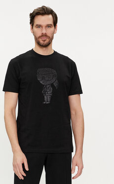 Czarny t-shirt Karl Lagerfeld w młodzieżowym stylu z krótkim rękawem
