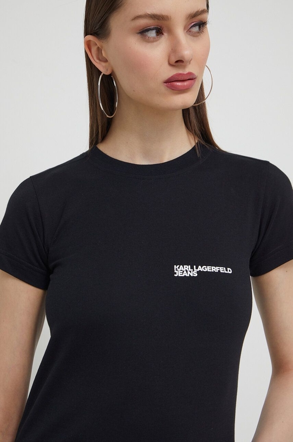 Czarny t-shirt Karl Lagerfeld z bawełny