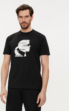 Czarny t-shirt Karl Lagerfeld z krótkim rękawem w młodzieżowym stylu