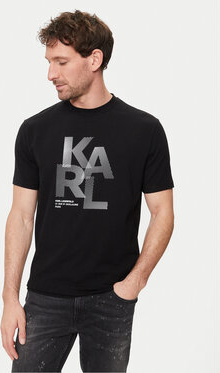 Czarny t-shirt Karl Lagerfeld z krótkim rękawem z nadrukiem