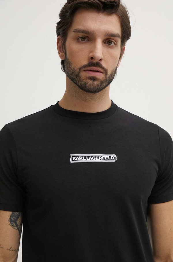 Czarny t-shirt Karl Lagerfeld z nadrukiem