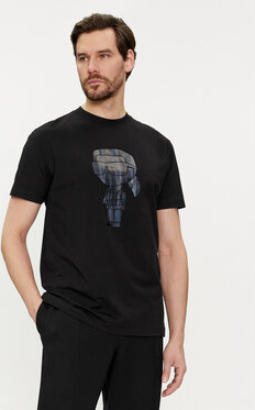 Czarny t-shirt Karl Lagerfeld z nadrukiem w młodzieżowym stylu