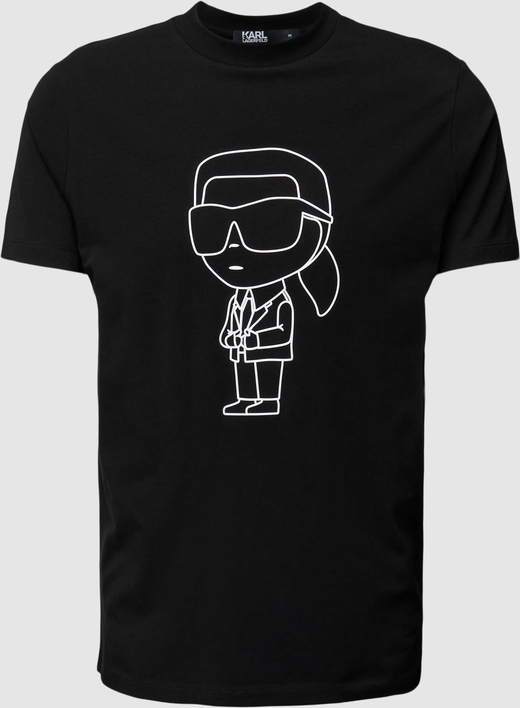 Czarny t-shirt Karl Lagerfeld z nadrukiem z bawełny