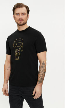 Czarny t-shirt Karl Lagerfeld z nadrukiem z krótkim rękawem