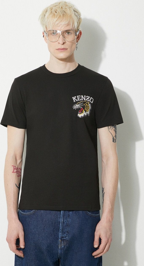 Czarny t-shirt Kenzo w młodzieżowym stylu z bawełny z krótkim rękawem