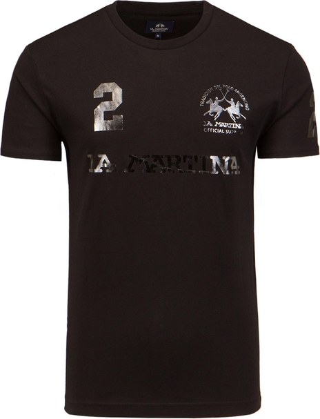 Czarny t-shirt La Martina w młodzieżowym stylu