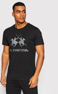 Czarny t-shirt La Martina z krótkim rękawem
