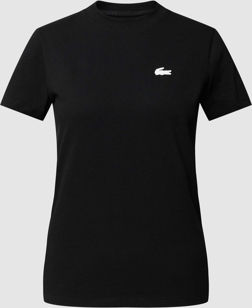 Czarny t-shirt Lacoste z bawełny w sportowym stylu