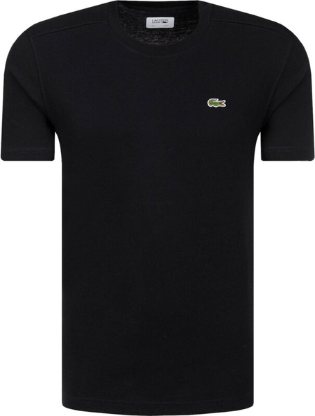Czarny t-shirt Lacoste z bawełny w stylu casual z krótkim rękawem