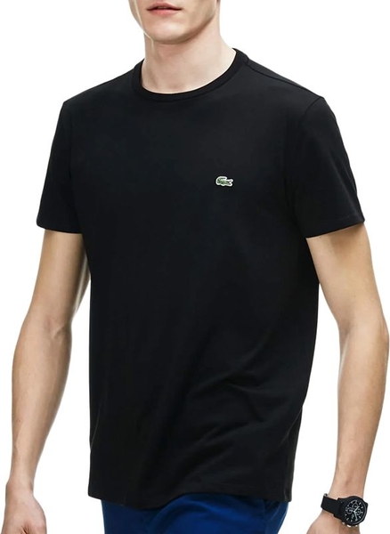Czarny t-shirt Lacoste z krótkim rękawem w stylu casual
