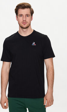 Czarny t-shirt Le Coq Sportif z krótkim rękawem