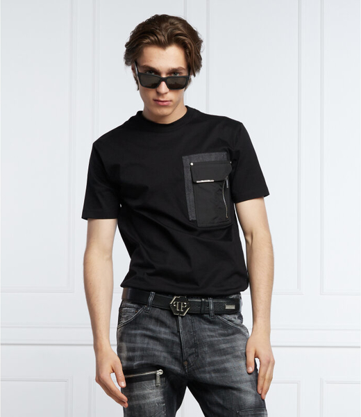 Czarny t-shirt Les Hommes z krótkim rękawem
