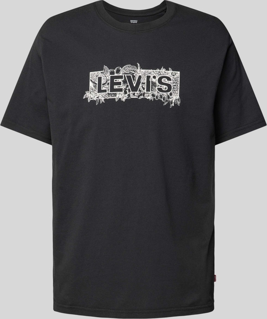 Czarny t-shirt Levis w młodzieżowym stylu z bawełny z nadrukiem