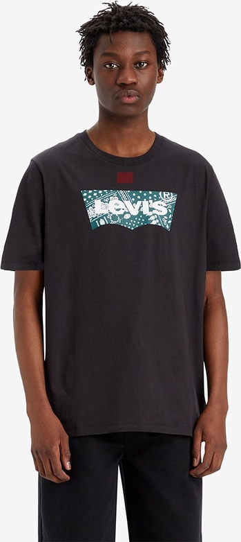 Czarny t-shirt Levis w młodzieżowym stylu z krótkim rękawem z bawełny