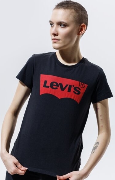 Czarny t-shirt Levis w street stylu z krótkim rękawem