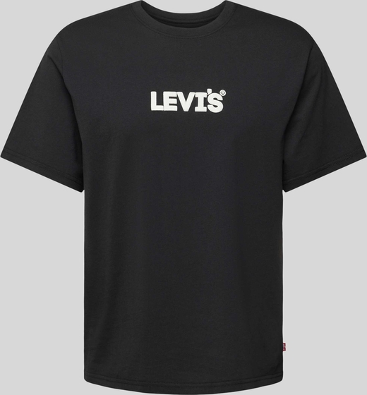 Czarny t-shirt Levis z bawełny w młodzieżowym stylu z nadrukiem