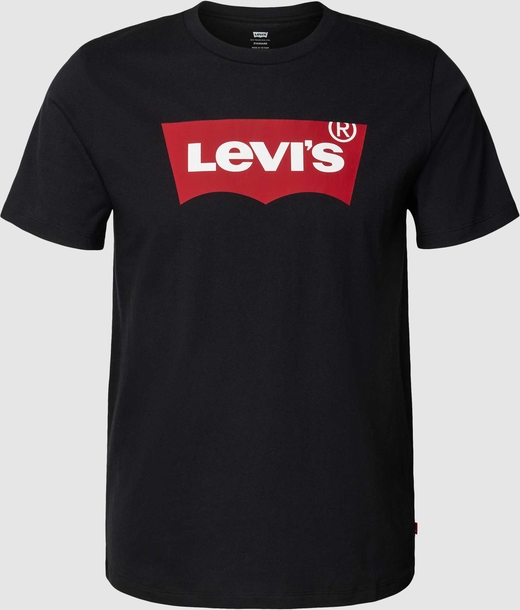 Czarny t-shirt Levis z bawełny z nadrukiem z krótkim rękawem