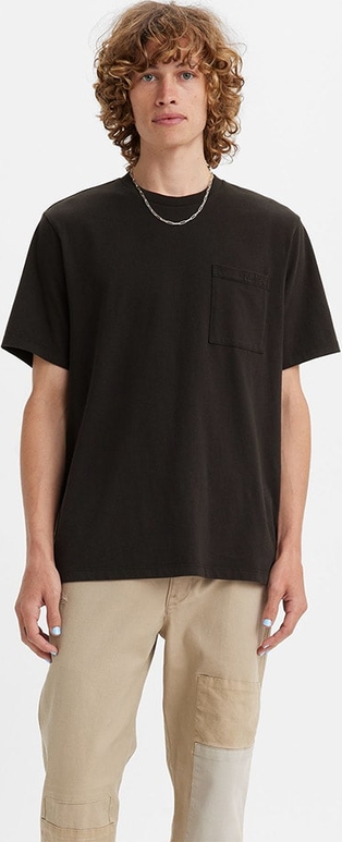 Czarny t-shirt Levis z krótkim rękawem w stylu casual
