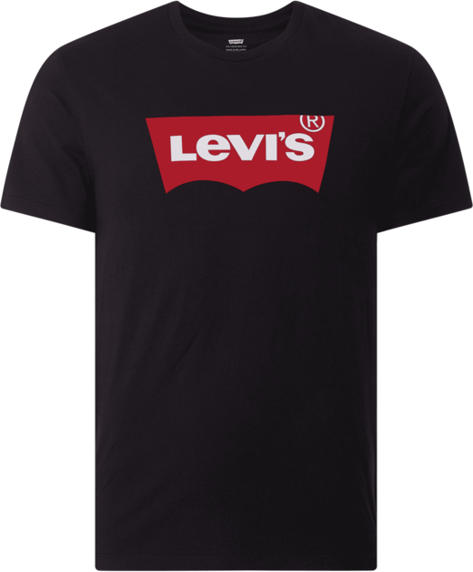 Czarny t-shirt Levis z krótkim rękawem z bawełny