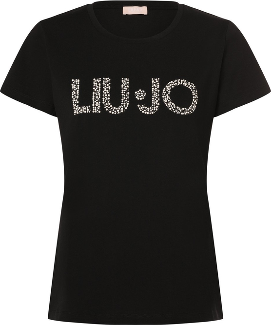 Czarny t-shirt Liu-Jo w młodzieżowym stylu z okrągłym dekoltem z krótkim rękawem