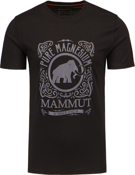 Czarny t-shirt Mammut z dzianiny z nadrukiem z krótkim rękawem