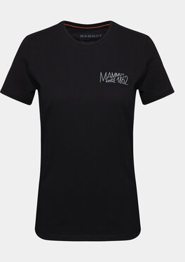 Czarny t-shirt Mammut z okrągłym dekoltem w młodzieżowym stylu