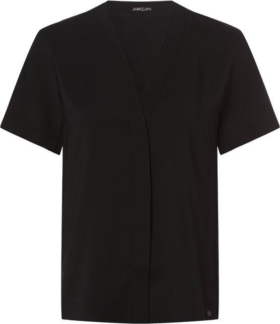 Czarny t-shirt Marc Cain z dekoltem w kształcie litery v z krótkim rękawem w stylu casual