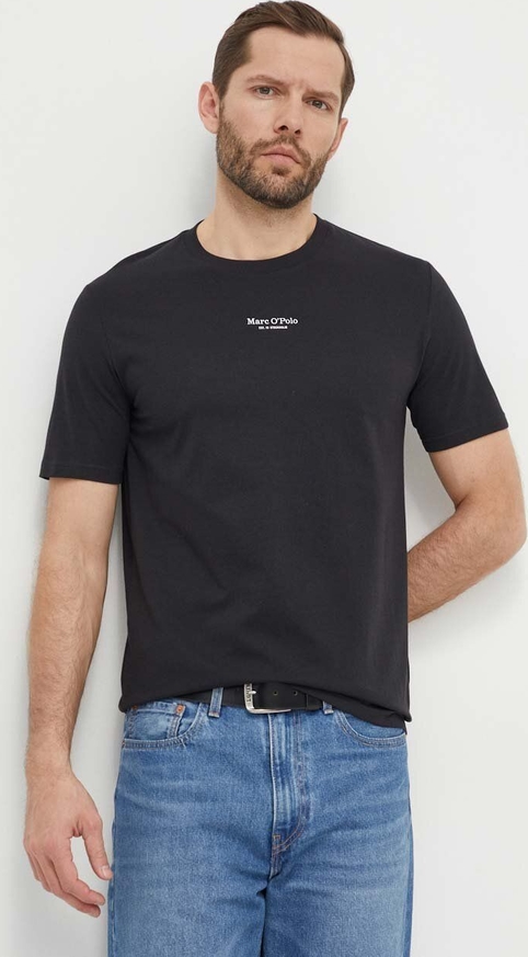 Czarny t-shirt Marc O'Polo z nadrukiem