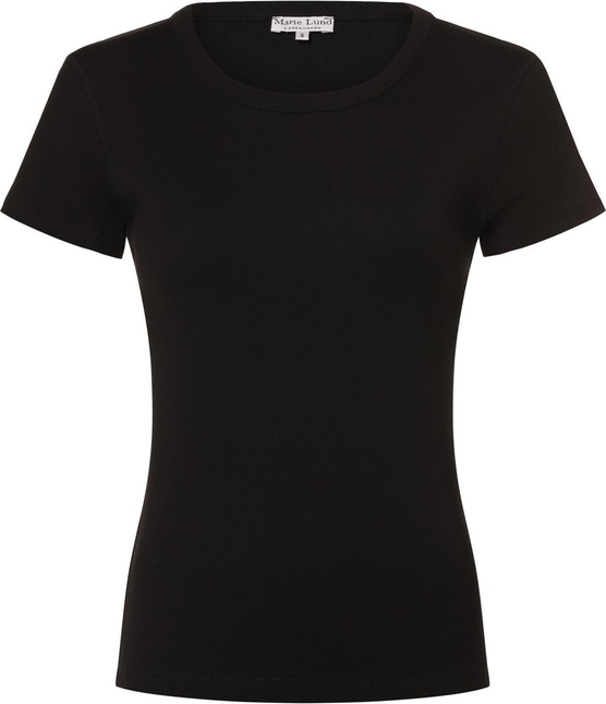 Czarny t-shirt Marie Lund z okrągłym dekoltem w stylu casual z krótkim rękawem